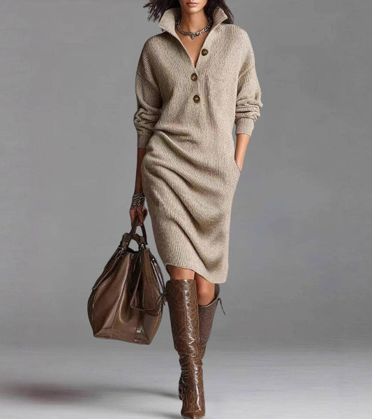 MAYA – Elegant knit dress with long sleeves