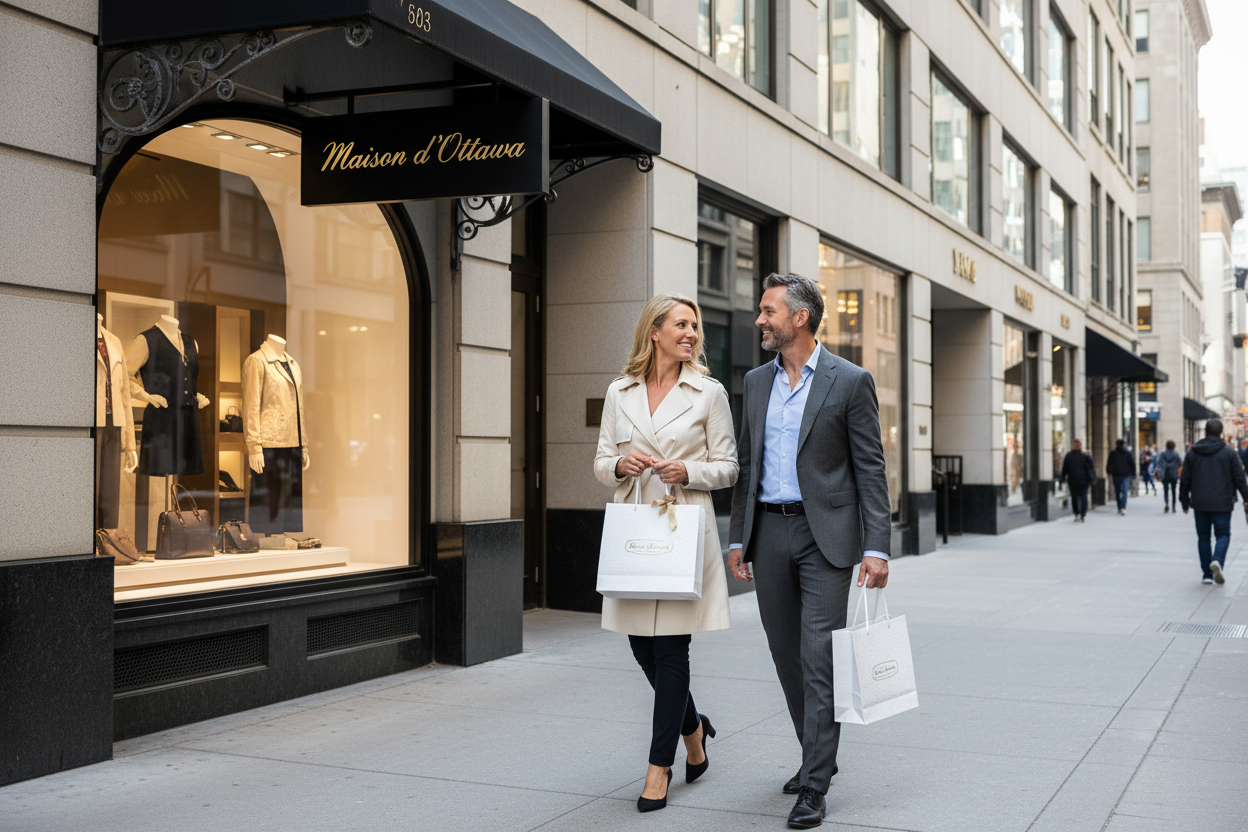 Kan je op de geven van de winkel links zetten: Maison d'Ottawa? Alsof dat mijn winkel is?